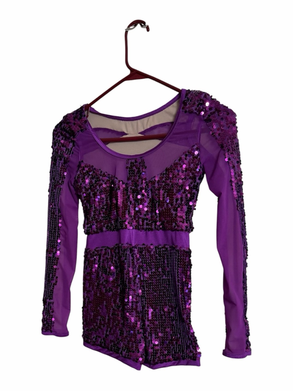 Weissman Purple Sequin Long Sleeve Top Child M